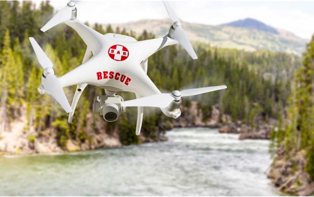 Rescue Drone in mid-flight
